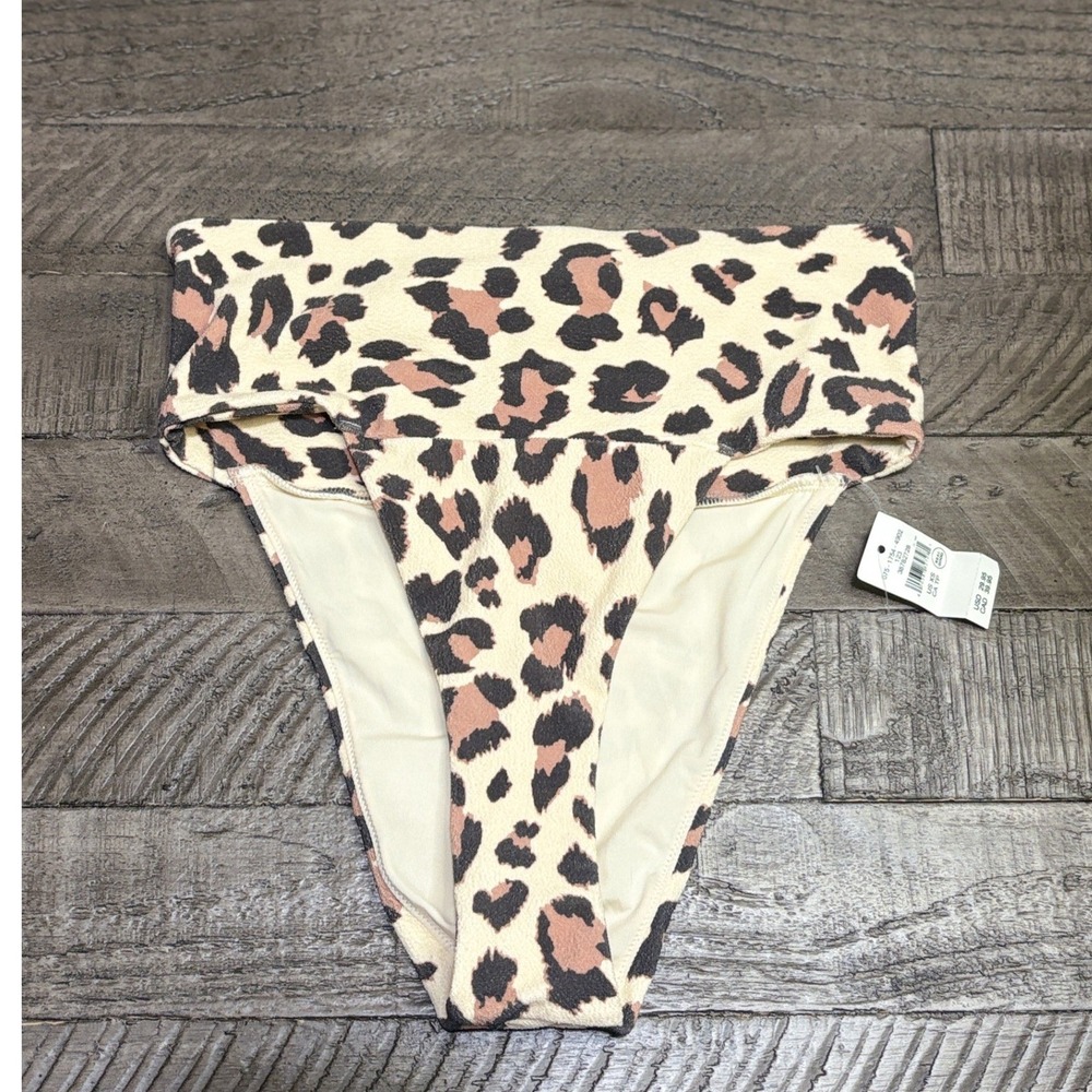Aerie Leopard Print High Cut Cheeky Bikini Bottom XS Tan NWT